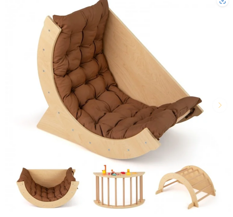 backordered - *Kids Climbing Arch with Cushion Montessori Arch Climber/Rocker for Toddlers - Coffee