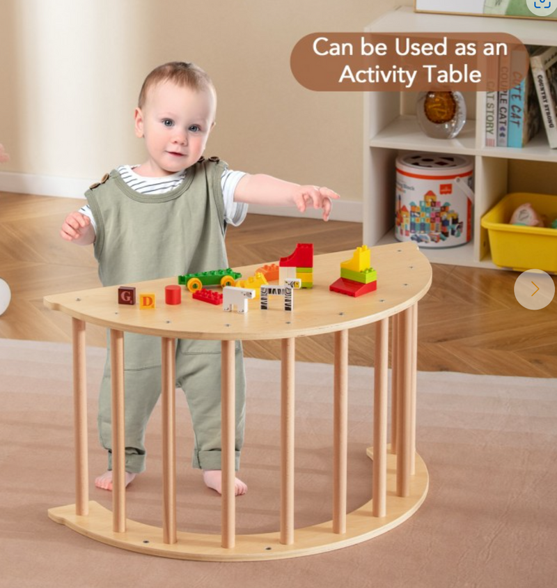 backordered - *Kids Climbing Arch with Cushion Montessori Arch Climber/Rocker for Toddlers - Coffee