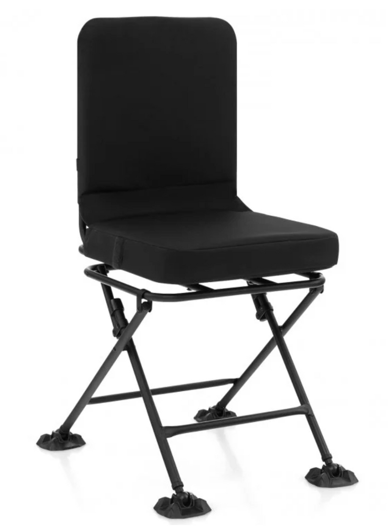 *Swivel Folding Chair with Backrest and Padded Cushion - Black