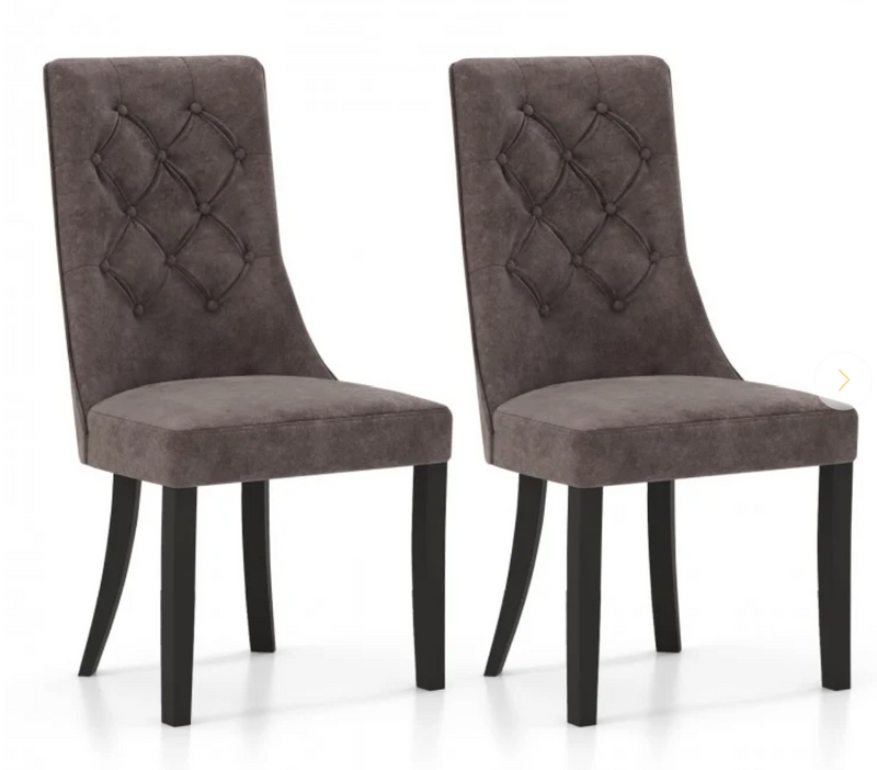 *Tufted Dining Chairs Set of 2 with High Backrest and Padded Seat - Gray