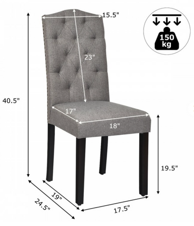 *Set of 2 Modern Tufted Dining Chairs with Padded Seat - Gray