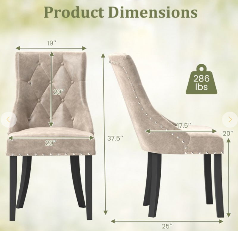*Tufted Wingback Upholstered Dining Chairs Set of 2 - Light Brown