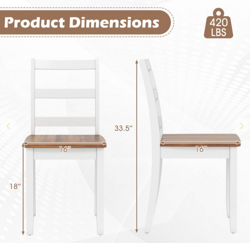 Set of 4 Wood Dining Chairs with Solid Rubber Wood Legs - Rustic Brown