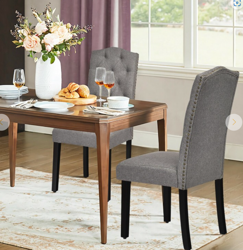 *Set of 2 Modern Tufted Dining Chairs with Padded Seat - Gray