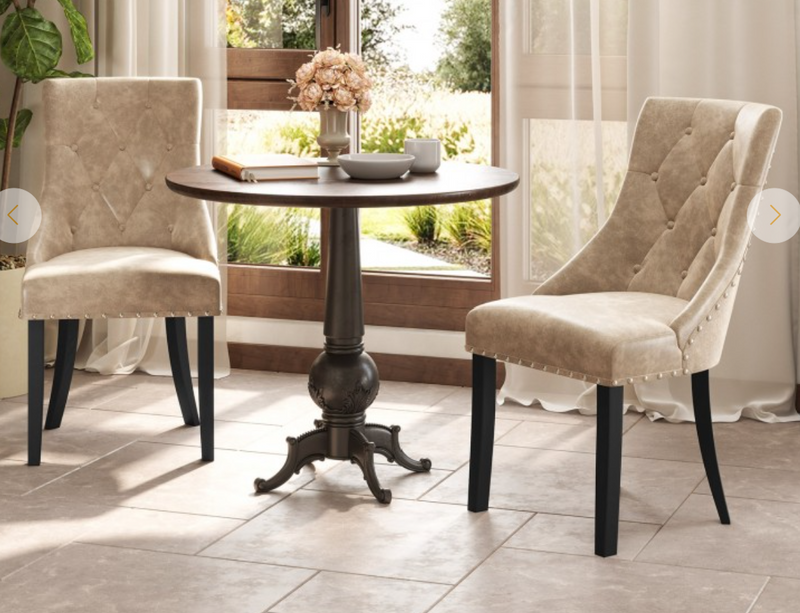 *Tufted Wingback Upholstered Dining Chairs Set of 2 - Light Brown