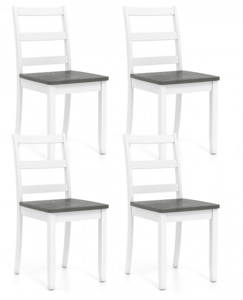 Set of 4 Wood Dining Chairs with Solid Rubber Wood Legs - Gray