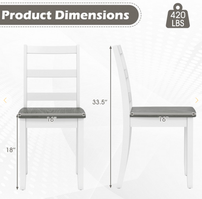 Set of 4 Wood Dining Chairs with Solid Rubber Wood Legs - Gray