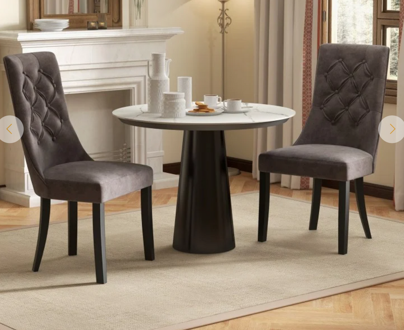 *Tufted Dining Chairs Set of 2 with High Backrest and Padded Seat - Gray