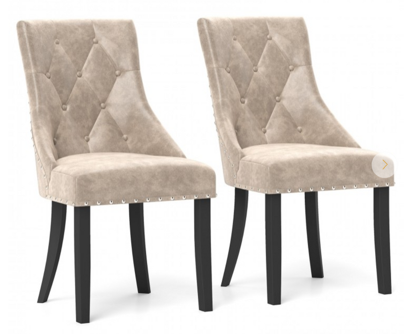 *Tufted Wingback Upholstered Dining Chairs Set of 2 - Light Brown