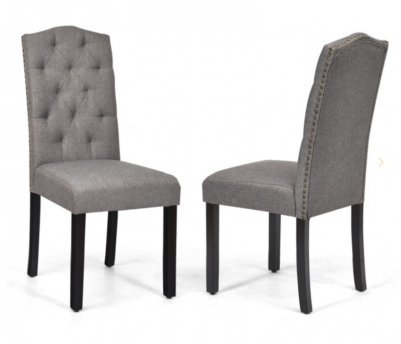 *Set of 2 Modern Tufted Dining Chairs with Padded Seat - Gray