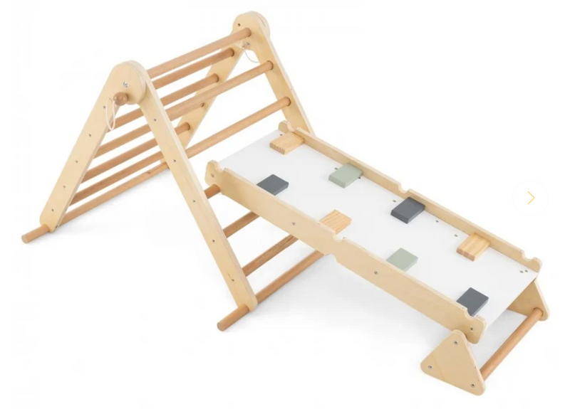 *3-in-1 Pikler Triangle Climbing Set Kids Foldable Montessori Toys with Ramp - Natural