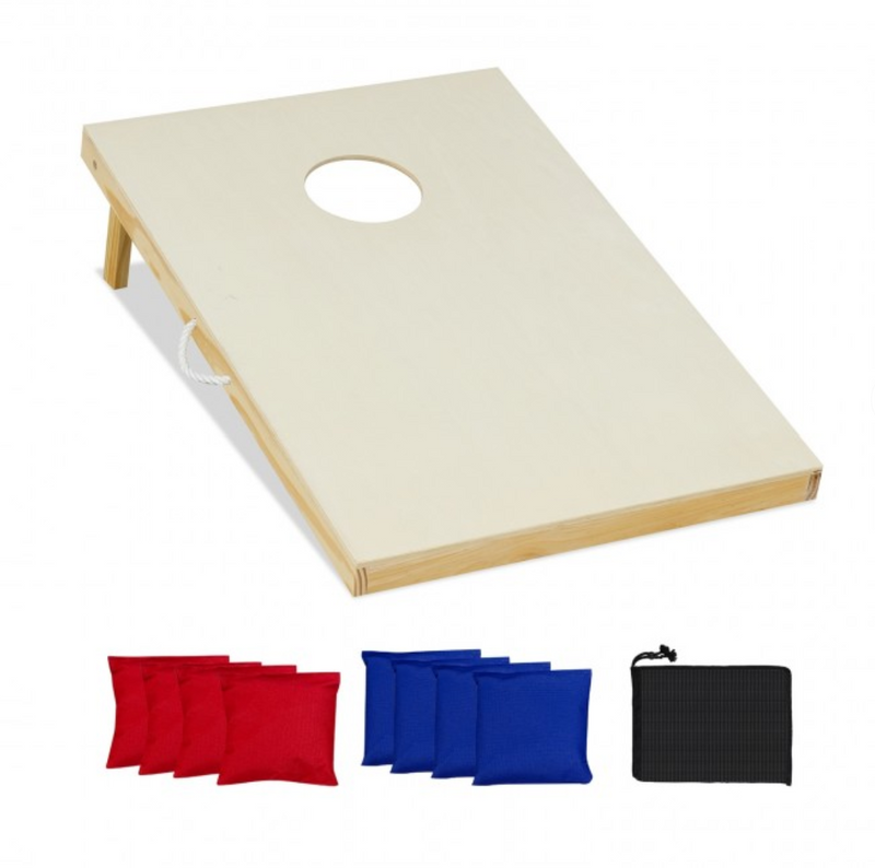 *Solid Wood Cornhole Board Set Portable Corn Hole Game Board Includes 8 Bean Bags - M