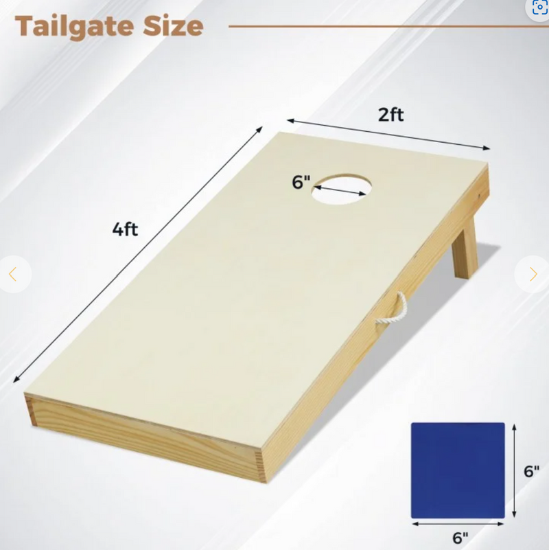 *Solid Wood Cornhole Board Set Portable Corn Hole Game Board Includes 8 Bean Bags - M
