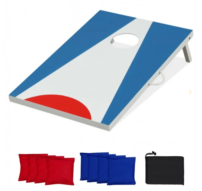 *Portable Cornhole Board with Foldable Legs and Side Handle - Blue
