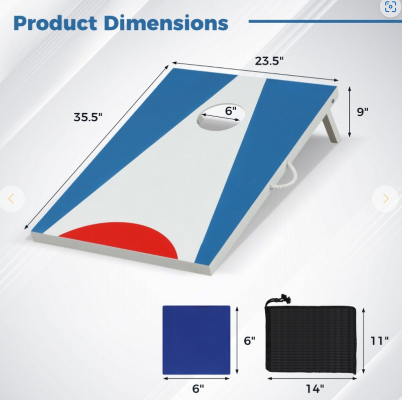 *Portable Cornhole Board with Foldable Legs and Side Handle - Blue