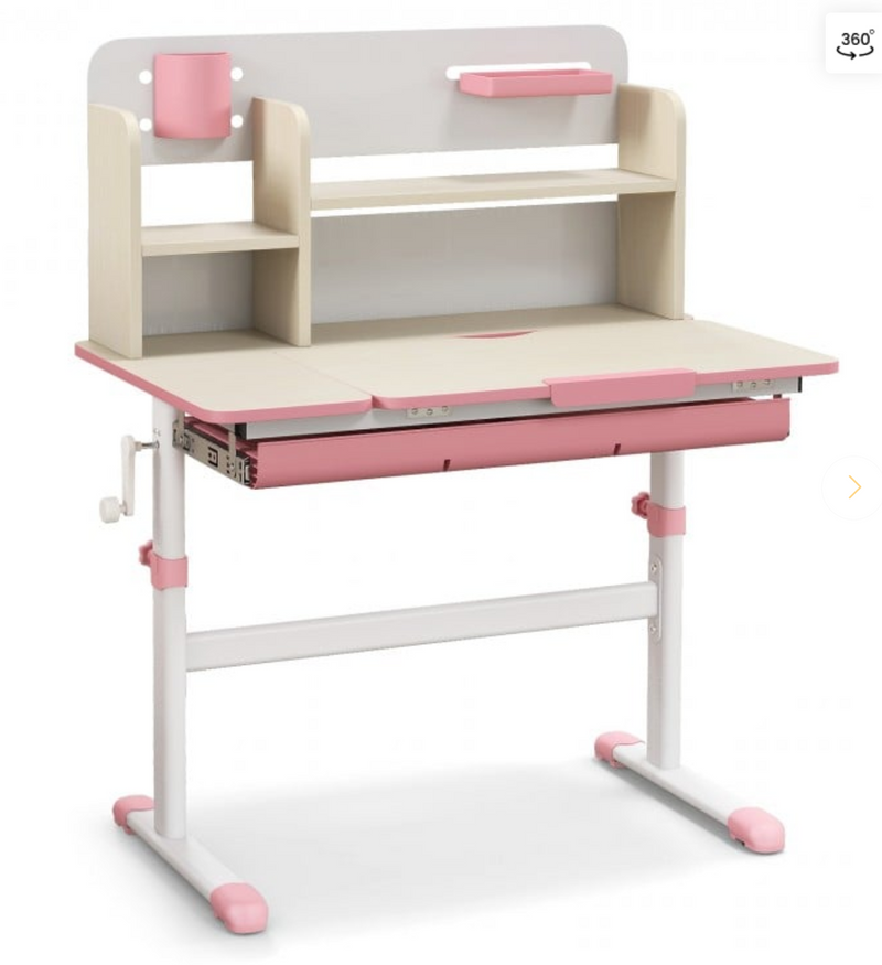 Height Adjustable Kids Study Desk with Tilt Desktop for 3-12 Years Old - Pink