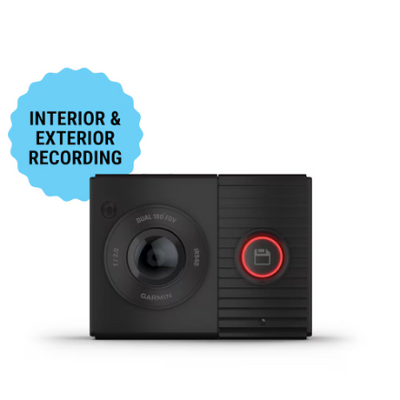 Garmin Dash Cam Tandem, Front and Rear Dual-Lens Dash Camera with Interior Night Vision, Two 180-degree Lenses, Front-Facing Lens with 1440p, Interior-Facing Lens with 720p