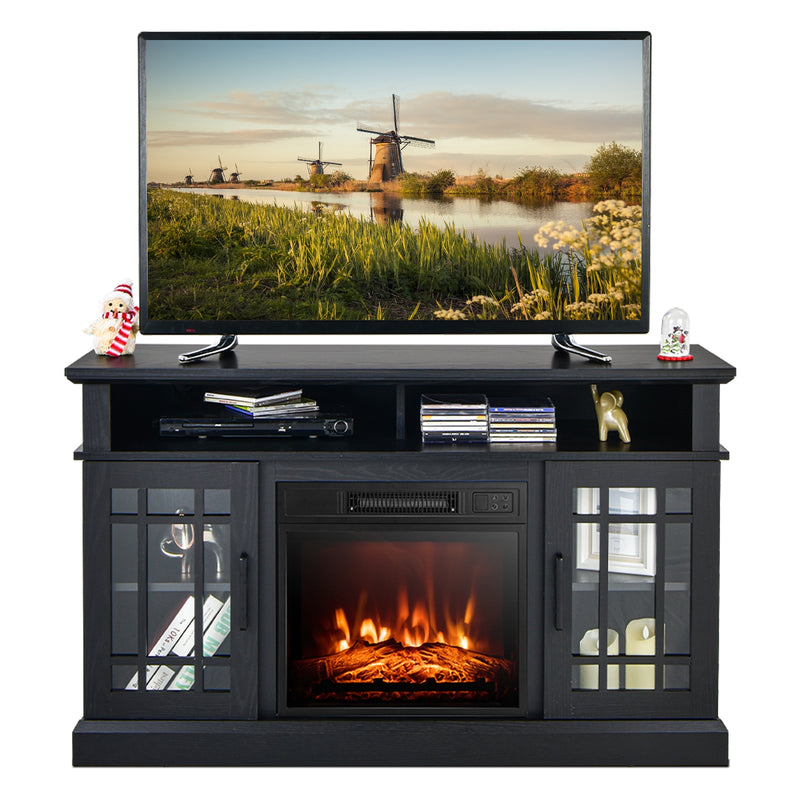 *48 Inch Fireplace TV Stand with 18 Inch Fireplace Insert  for TVs up to 55 Inch - Black