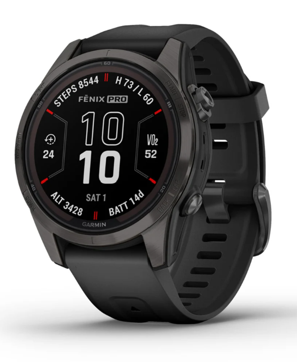 **Garmin - Fenix 7S Pro – Sapphire Solar Edition - Carbon Gray Titanium Bezel with Black Band Smart Watch