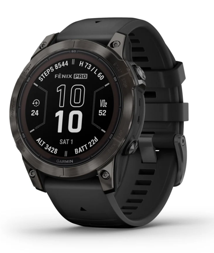 **Garmin - Fenix 7 Pro – Sapphire Solar Edition - Carbon Gray Titanium Bezel with Black Band Smart Watch