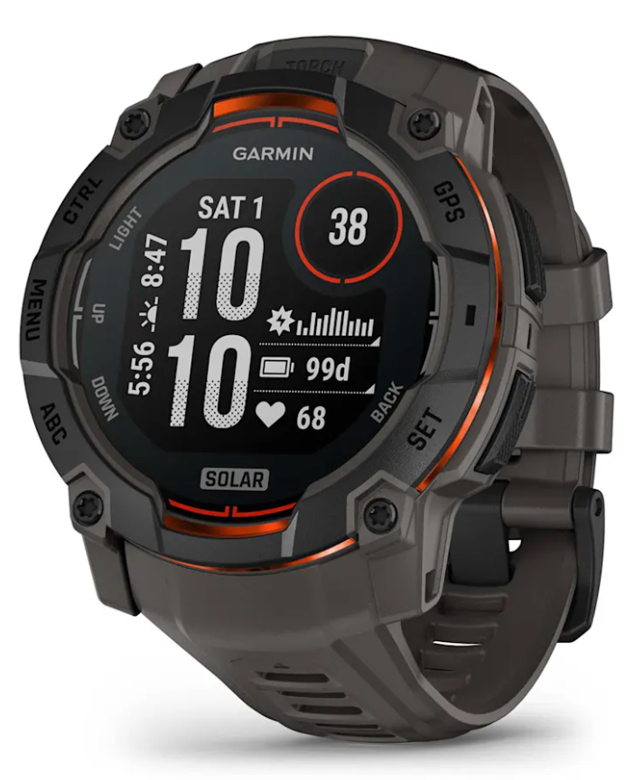 **Garmin - Instinct 3 - 50mm Solar - Black with Charcoal Band Smart Watch