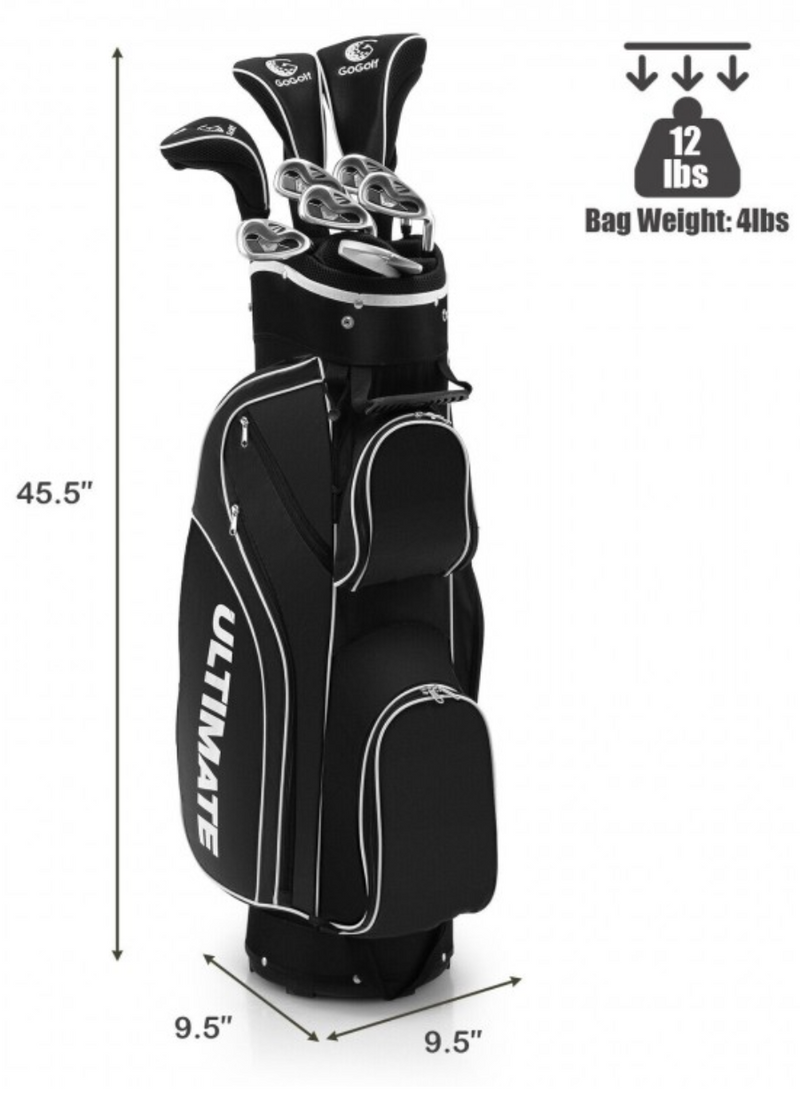 10 Pieces Ladies Complete Golf Club Set with Alloy Driver - Black