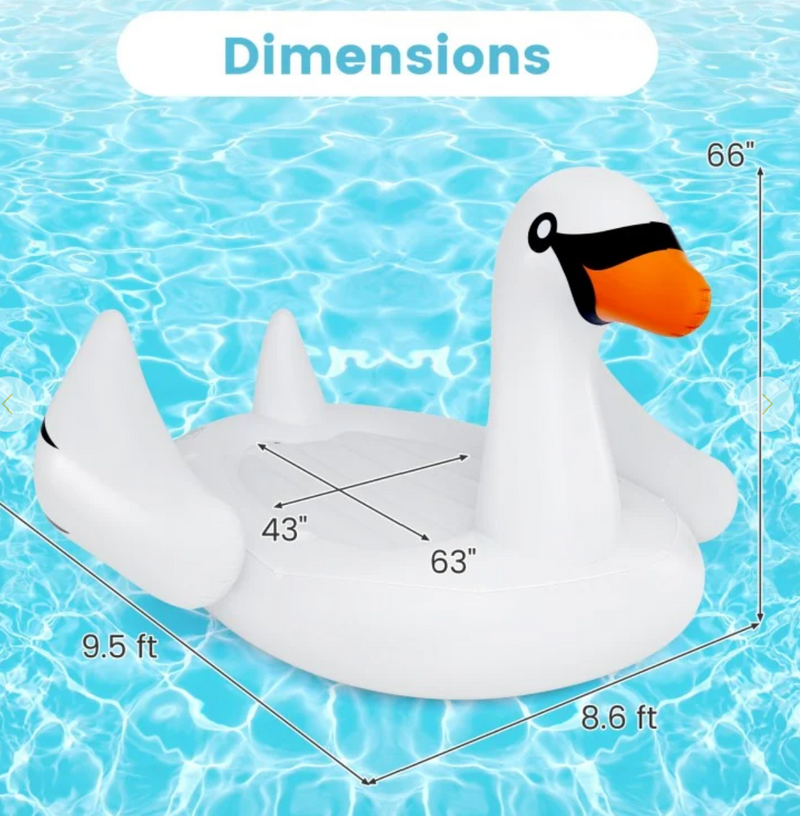 *Giant Inflatable Swan Floating Island 4-Person Pool Float with 4 Cups Holders
