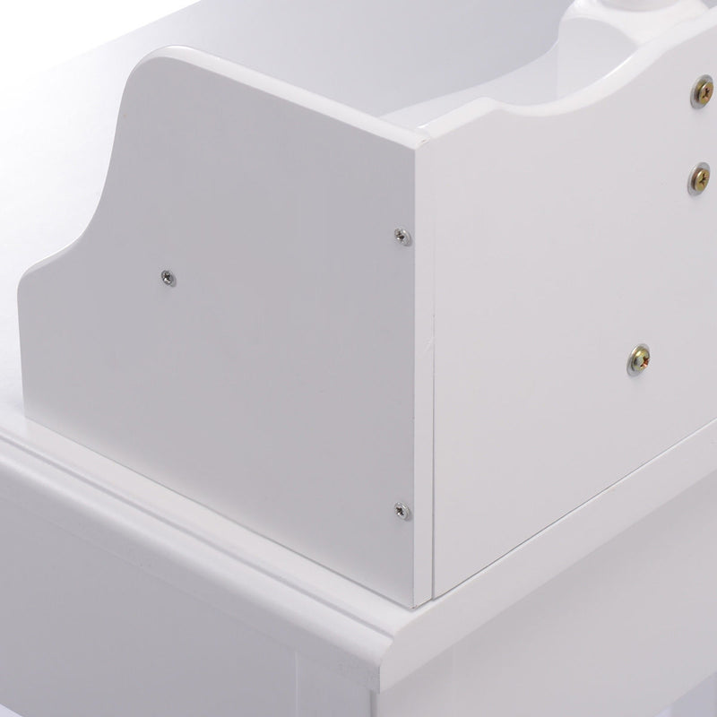 *Wood Vanity Table Set with Oval Mirror and 4 Drawers for Kids Girls Women - White