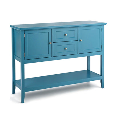 *Wooden Sideboard Buffet Console Table with Drawers and Storage - Blue