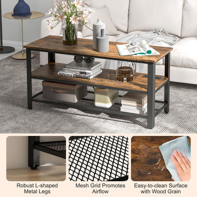 Industrial TV Stand up to 50 Inches with Power Outlets and USB Ports-Rustic Brown