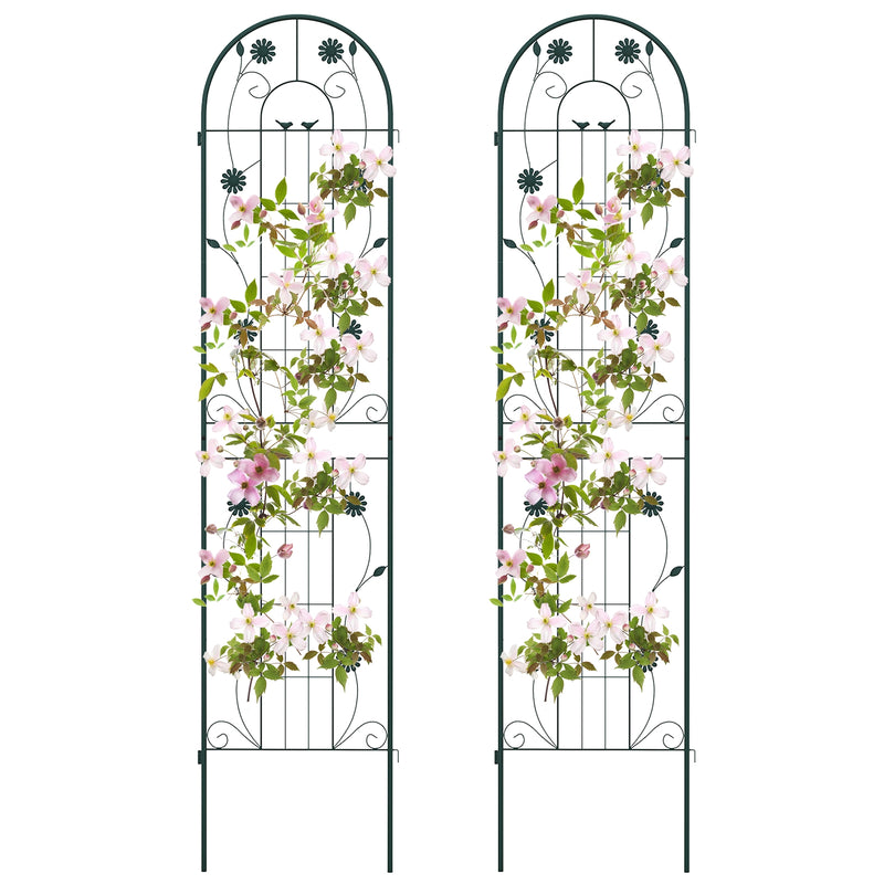 2 Pack 86.5 x 20 Inches Metal Garden Trellis for Climbing Plants-Green