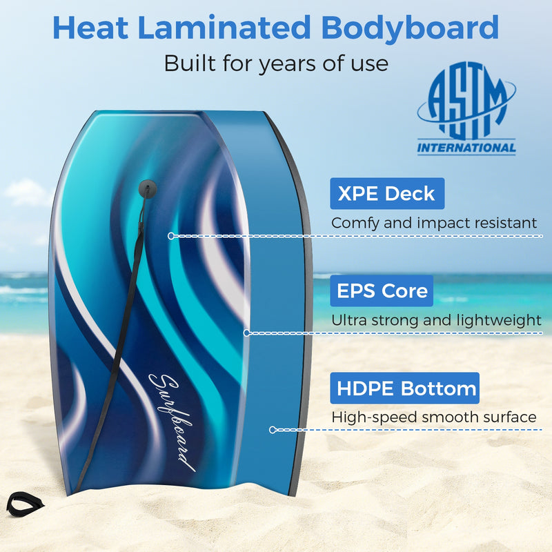 *33/37/41 Inches Lightweight Body Board Boogie Board with EPS Core XPE Deck HDPE Bottom - M