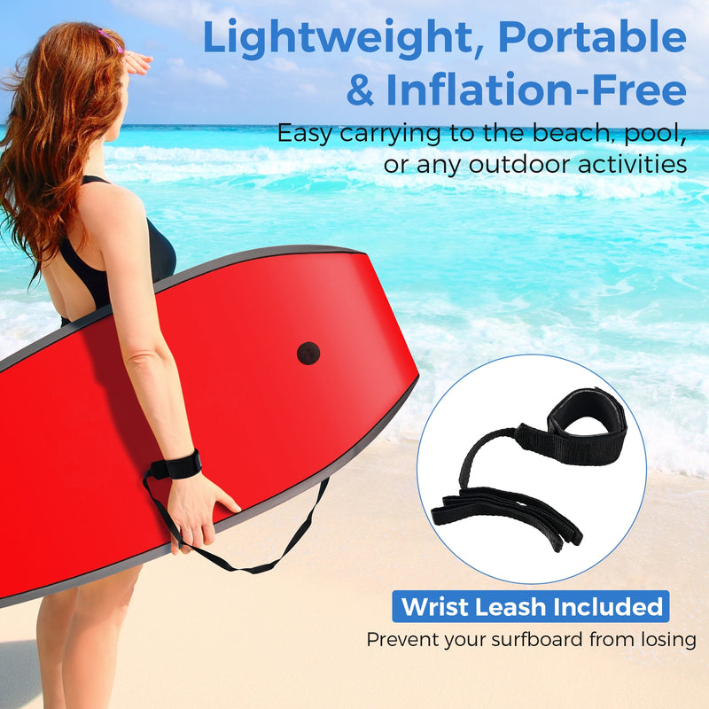 *33/37/41 Inches Lightweight Body Board Boogie Board with EPS Core XPE Deck HDPE Bottom Multicolor1 - L