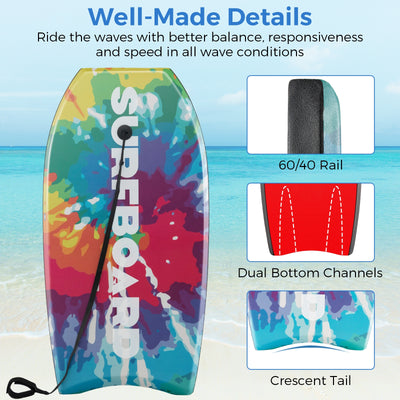 *33/37/41 Inches Lightweight Body Board Boogie Board with EPS Core XPE Deck HDPE Bottom Multicolor1 - L
