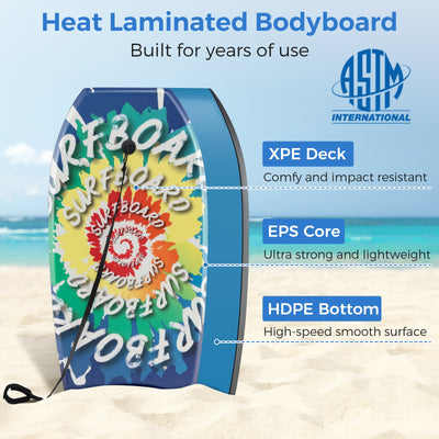 *33/37/41 Inches Lightweight Body Board Boogie Board with EPS Core XPE Deck HDPE Bottom Multicolor4 - M
