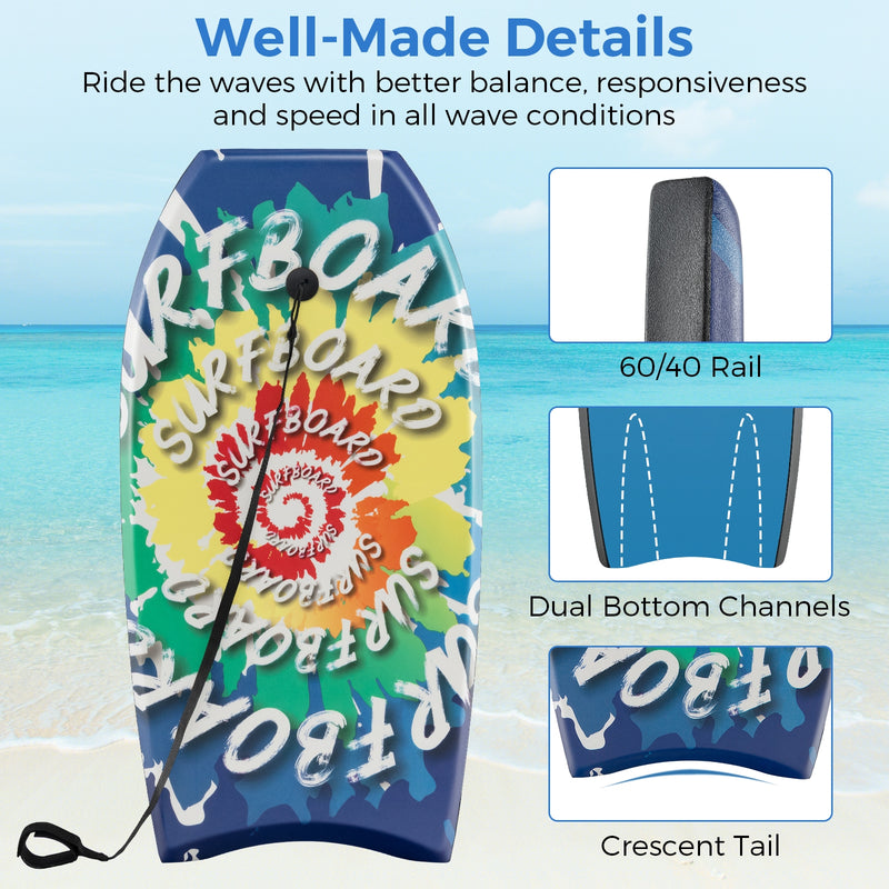 *33/37/41 Inches Lightweight Body Board Boogie Board with EPS Core XPE Deck HDPE Bottom Multicolor4 - M