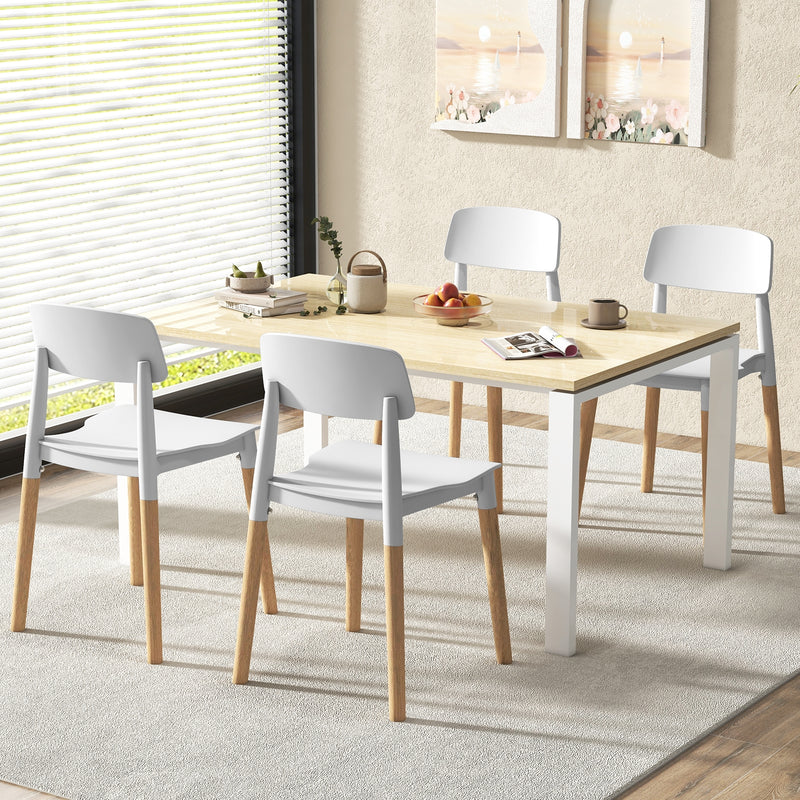 *Modern Dining Side Chairs Set of 4 with Ergonomic Backrest for Dining Room - White