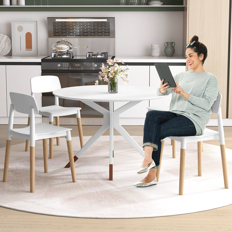 *Modern Dining Side Chairs Set of 4 with Ergonomic Backrest for Dining Room - White