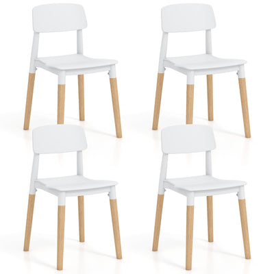*Modern Dining Side Chairs Set of 4 with Ergonomic Backrest for Dining Room - White