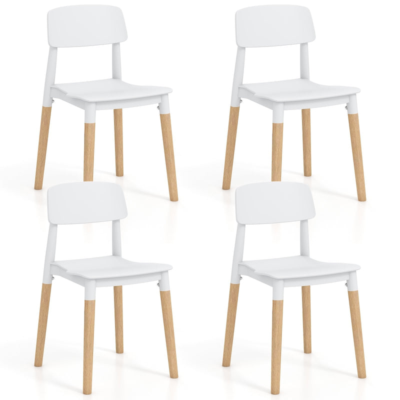 *Modern Dining Side Chairs Set of 4 with Ergonomic Backrest for Dining Room - White