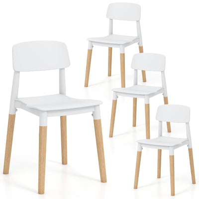 *Modern Dining Side Chairs Set of 4 with Ergonomic Backrest for Dining Room - White