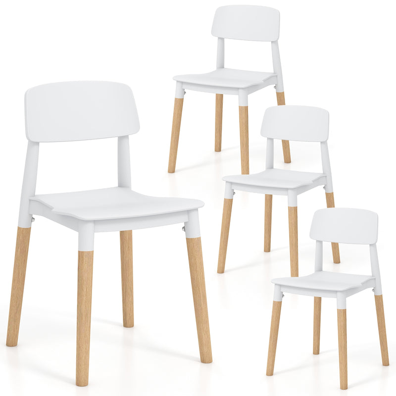*Modern Dining Side Chairs Set of 4 with Ergonomic Backrest for Dining Room - White