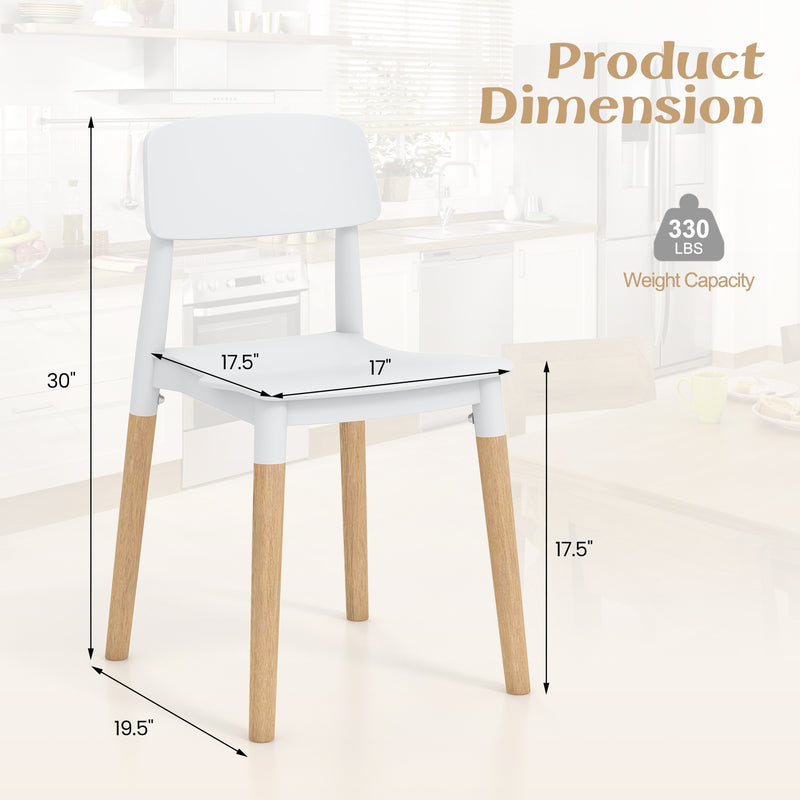 *Modern Dining Side Chairs Set of 4 with Ergonomic Backrest for Dining Room - White