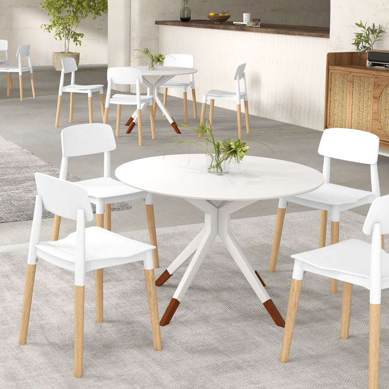*Modern Dining Side Chairs Set of 4 with Ergonomic Backrest for Dining Room - White