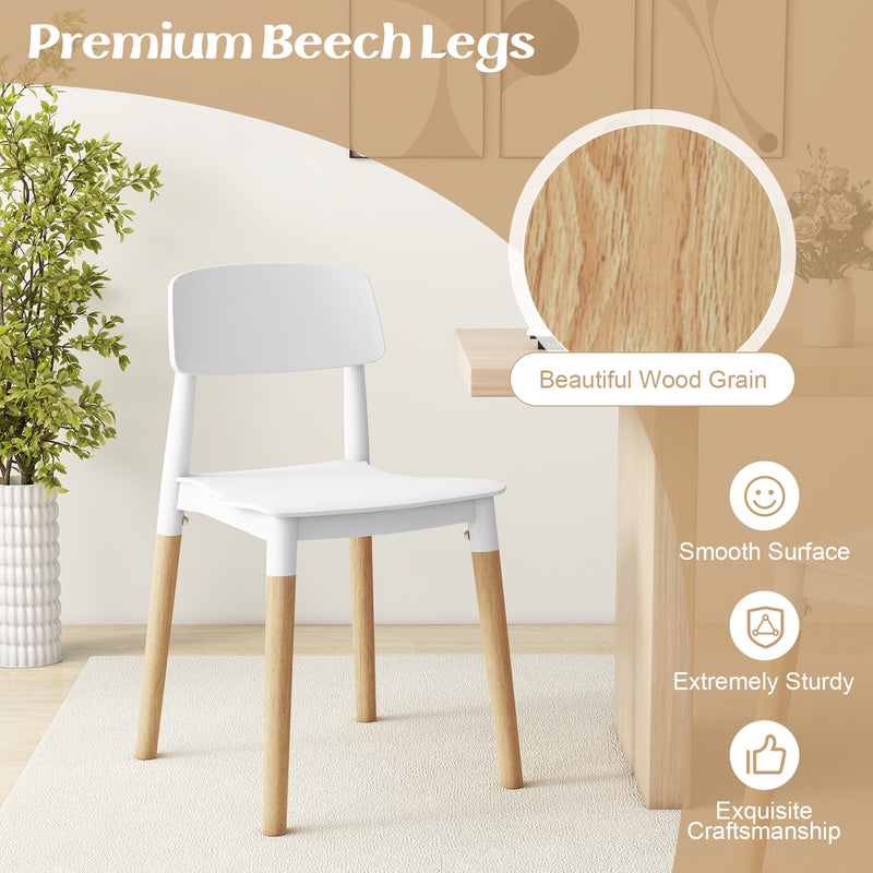 *Modern Dining Side Chairs Set of 4 with Ergonomic Backrest for Dining Room - White