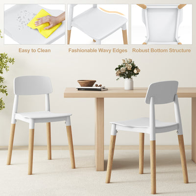 *Modern Dining Side Chairs Set of 4 with Ergonomic Backrest for Dining Room - White