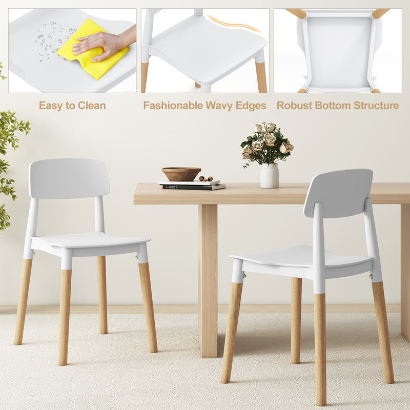 *Modern Dining Side Chairs Set of 4 with Ergonomic Backrest for Dining Room - White