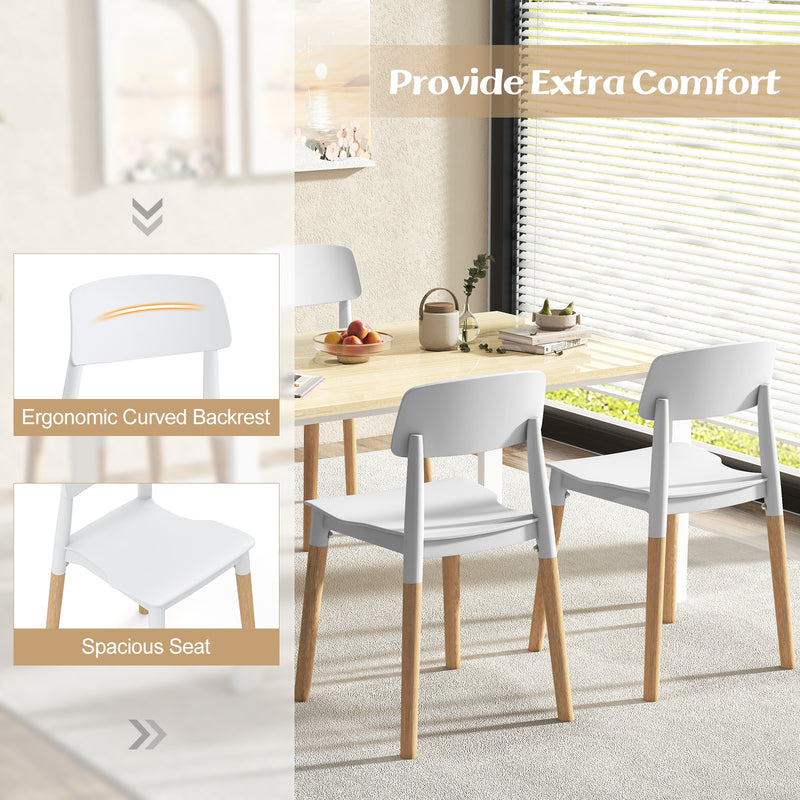 *Modern Dining Side Chairs Set of 4 with Ergonomic Backrest for Dining Room - White