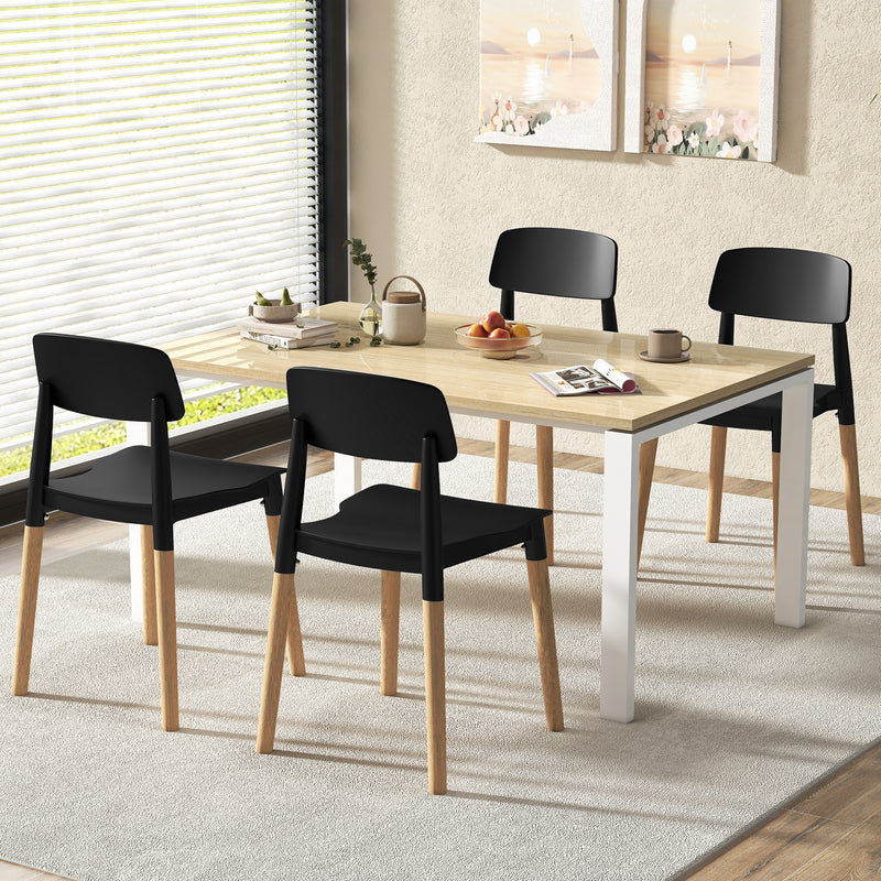 *Modern Dining Side Chairs Set of 4 with Ergonomic Backrest for Dining Room - Black