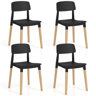 *Modern Dining Side Chairs Set of 4 with Ergonomic Backrest for Dining Room - Black